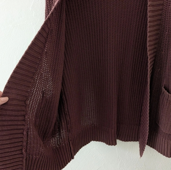 Aerie Burgundy Chunky Knit Oversized Open Front Cardigan Sweater Size XS/S - Picture 6 of 9